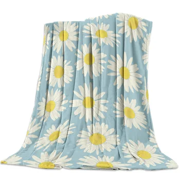 

Little Daisy Hand Drawn Cartoon Printed Flannel Blanket Soft Throw Blanket Machine Washable Blankets for Beds
