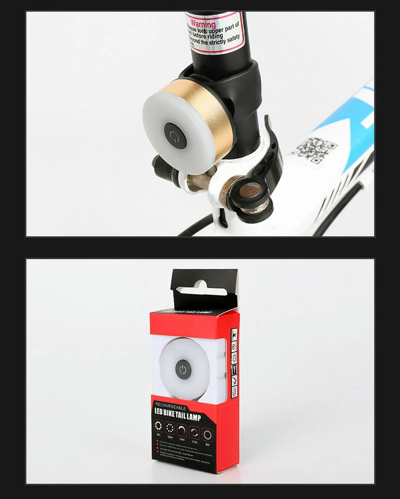 Bicycle Flashlight Waterproof LED Charging Cycling Taillight for Mountain Road Bike Safety Warning Lamp Rear Light 5 Mode (17)