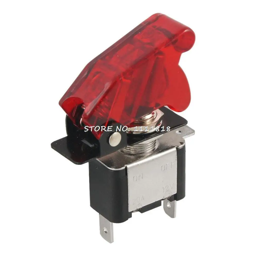 

20A 12V SPST 2 Position Toggle Switch w Red Flip Cover