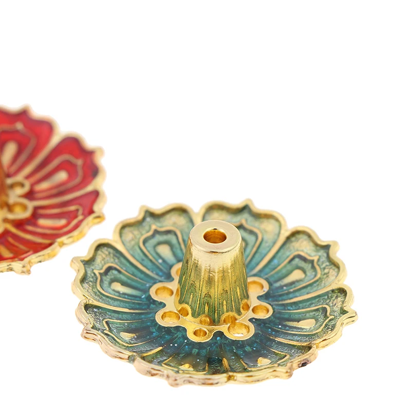 9 Holes Lotus Incense Burner Holder Flower Statue Censer Plate Incense Base Plug For Sticks & Cone Home Decoration 3 Colors