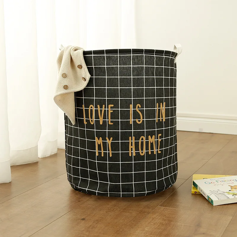 Amazon Hot Selling Home Storage Basket Northern European-Style Cotton Linen Foldable Storage Basket Thick Eva Storage Bucket Who