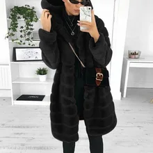 

Long Hooded Fur Coat Women Elegant Thick Warm Winter Outerwear Fashion Solid Color Fake Fur Zipper Woman Jacket New Fashion