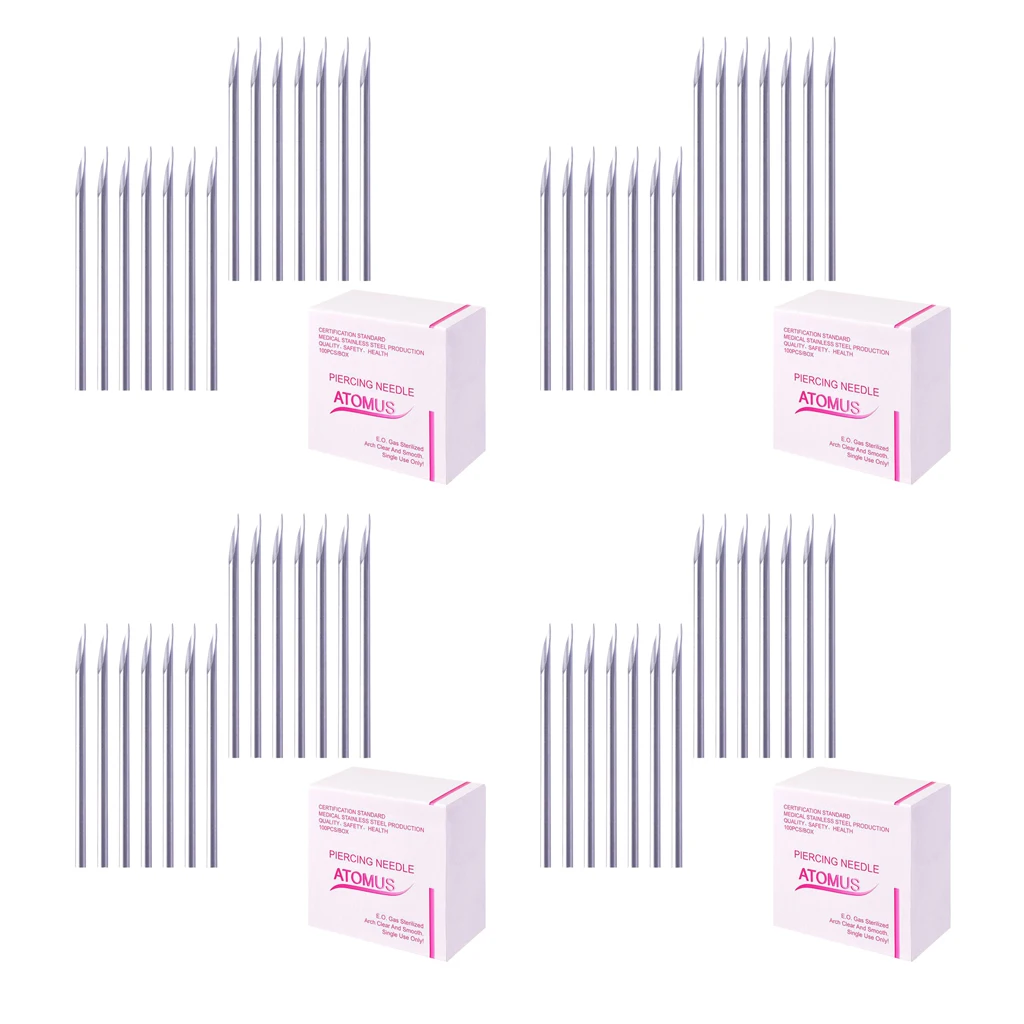 400 Pieces Piercing Needles Gauge (16G) Sterile Disposable for Lip Ear