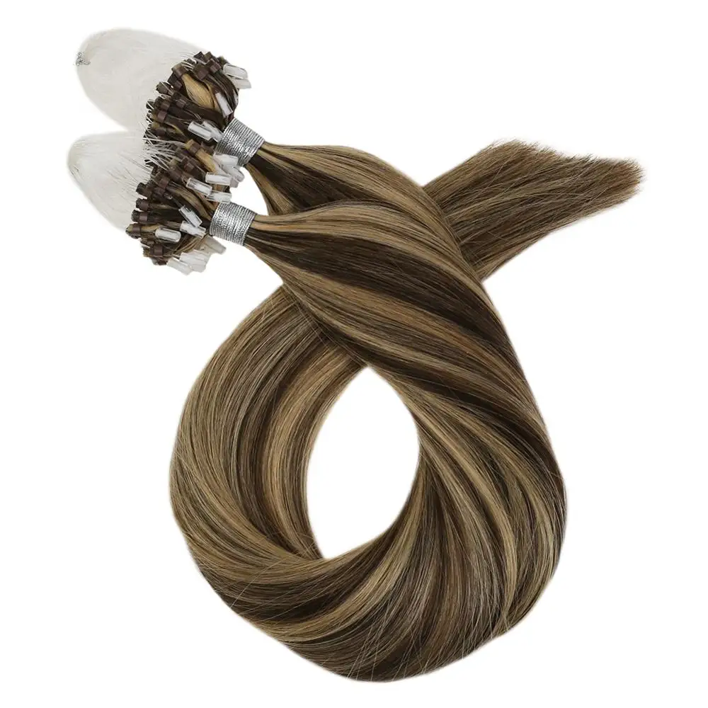 Moresoo Remy волосы для наращивания на микро кольцах, человеческие волосы 16-24 дюйма, бразильские волосы на микро петлях# P4/27 1 г/прядь 50 г, прямые