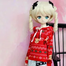 Allaosify Uncle 1/3 1/4 BJD. azone1/3 гигантский детский красный Рождественский свитер с лосем Толстовка Топ куклы аксессуары