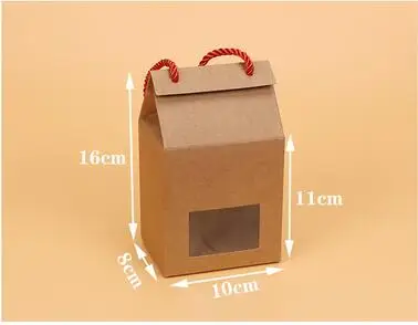10pcs Kraft Paper Party Wedding Gift Bags Cake/Chocolates/Candy Box Stand Up Food Packaging Boxes With Window