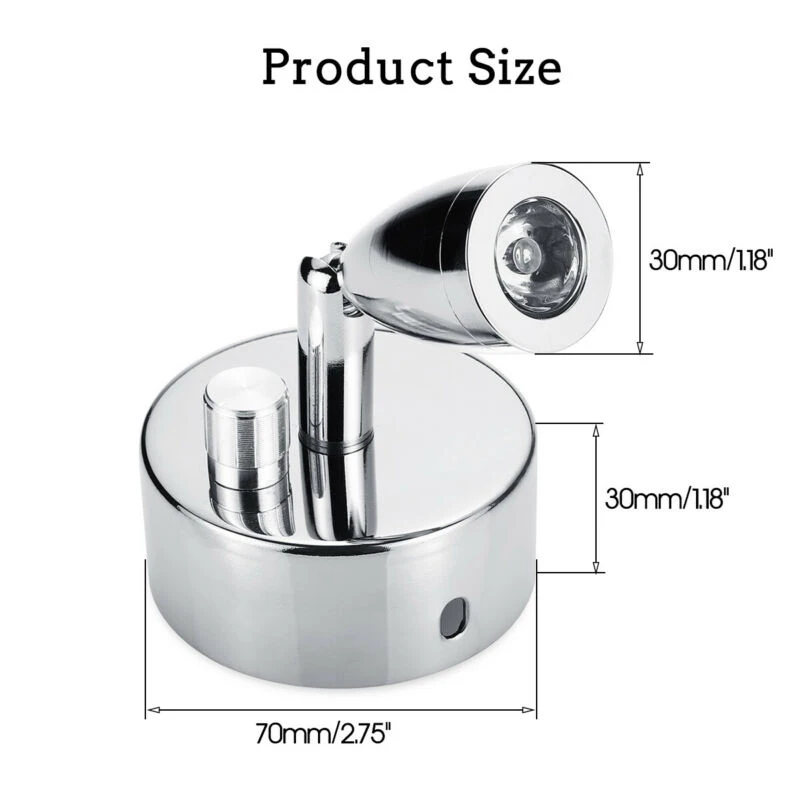 

RV Boat Reading Light Caravan Mount Aluminum 1Pc Silver Trailer Replacement Bedside Useful