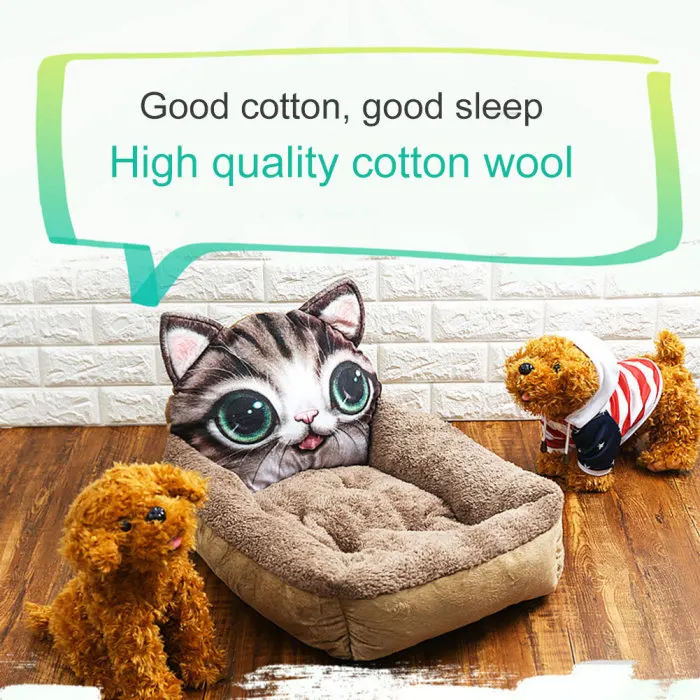 Pet Dog Nest Soft Comfortable Cartoon Printed Warm Cats House Sleeping Bag Mat Pet Supplies E2S