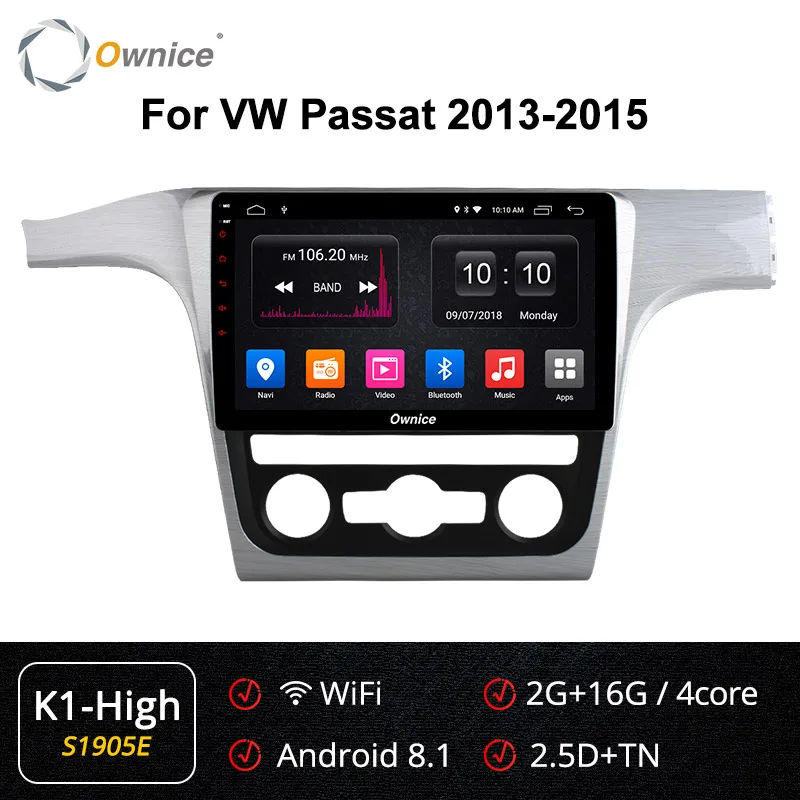 S1905 K1-High Ownice K1 K2 K3 k5 k6 2Din Android 9,0 8 ядерный автомобильный Радио dvd-плеер для Volkswagen VW Passat 2013- 4G LTE 360 Panorama DSP - Цвет: S1905 K1-High