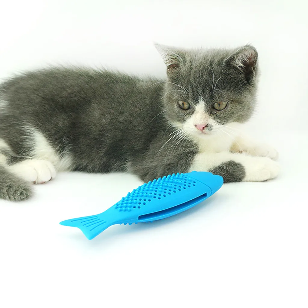 Cat Силиконовые рыбы игрушка Кот Жевательная Зубная щётка мягкий силиконовый мята рыба кошка игрушка для домашних животных кошка Силиконовый грызунок ПЭТ грамм игрушка 1 шт./компл