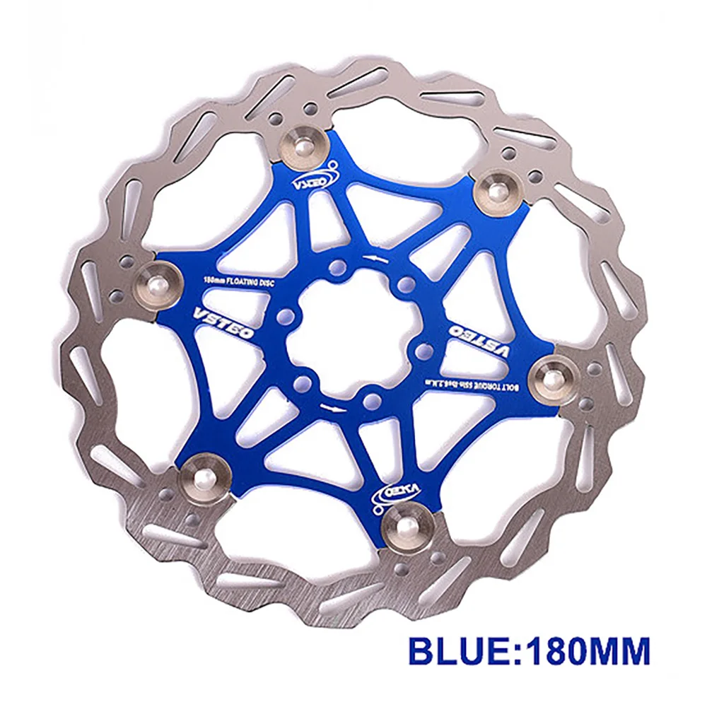 Велосипедный Дисковый Тормоз MTB DH, плавающие дисковые роторы, гидрические тормозные колодки, поплавковые роторы 160 мм/180 мм/203 мм, детали велосипедного тормоза - Цвет: blue 180mm