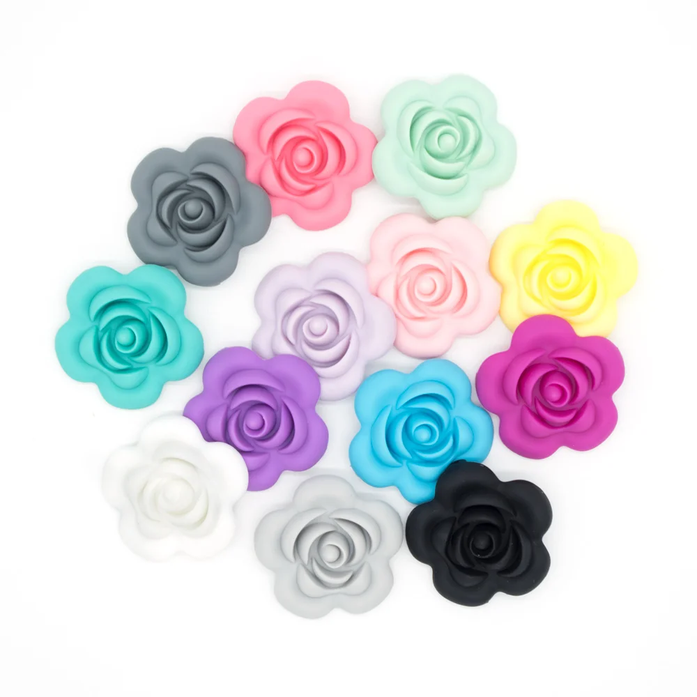 Mix Colors GYLAXIDO 10 шт. силиконовые розовые бусины BPA Бесплатно Детские Прорезыватели для зубов в форме цветка Детские Прорезыватели для детей DIY Ожерелье Изготовление бисера - Цвет: Mix Colors