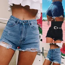 New Women Summer Short Jeans Denim Female Pockets Wash Hole Denim Shorts Cool& Fashion Jeans Mid Waist Women Jean Femme D1