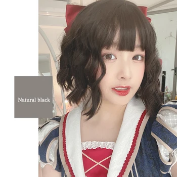 

Lolita Cosplay Short Curly Hair Naturally Cute Fluffy Air Bangs Fiber High Temperature Resistant Synthetic Wig