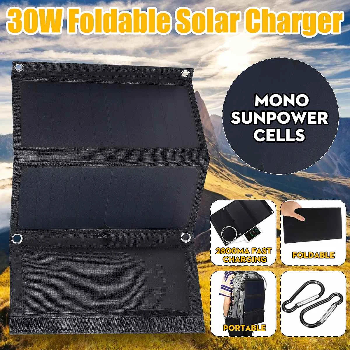 LEORY Sun power 30 Вт 5 В складная солнечная панель зарядное устройство солнечные батареи power Bank Dual USB камуфляж рюкзак Кемпинг Туризм