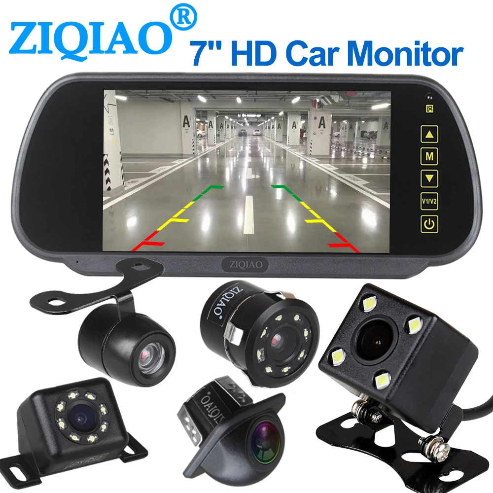 ZIQIAO 7 дюймовый TFT LCD автомобильный комплект зеркал для мониторов Автомобильный