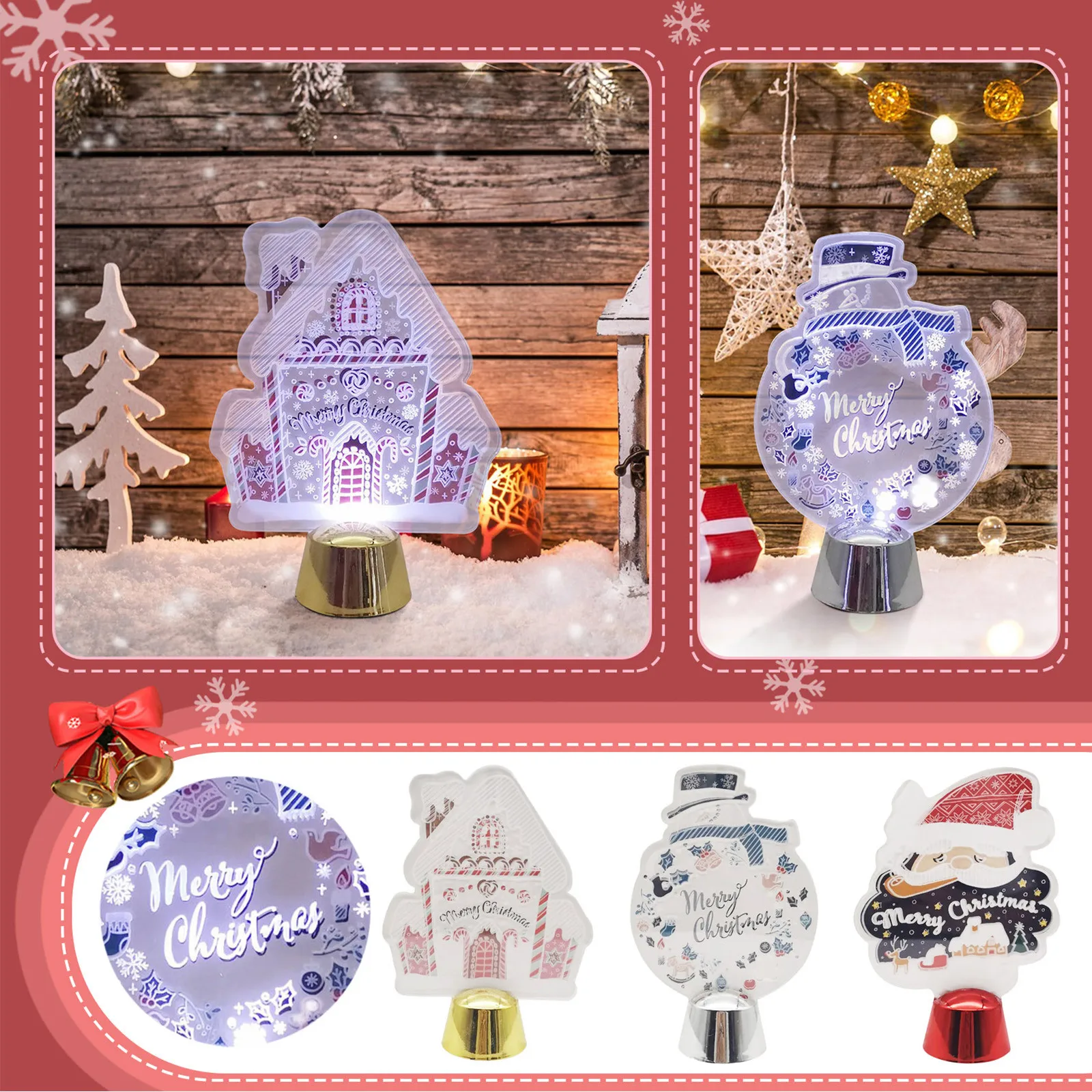 Christmas Decorations For Home Tree Elk 3d Acrylic Night Light Xmas Gift Navidad 2021 New Year Decore #T2P | Дом и сад
