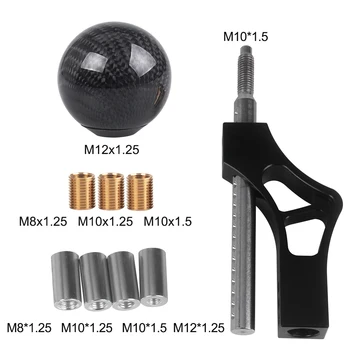 

Car Carbon Fiber Gear Shift Knob Shifter Lever and Adjustable Gear Shift Knob Extender Gear Shifter Extender Kit With 4 Adapters