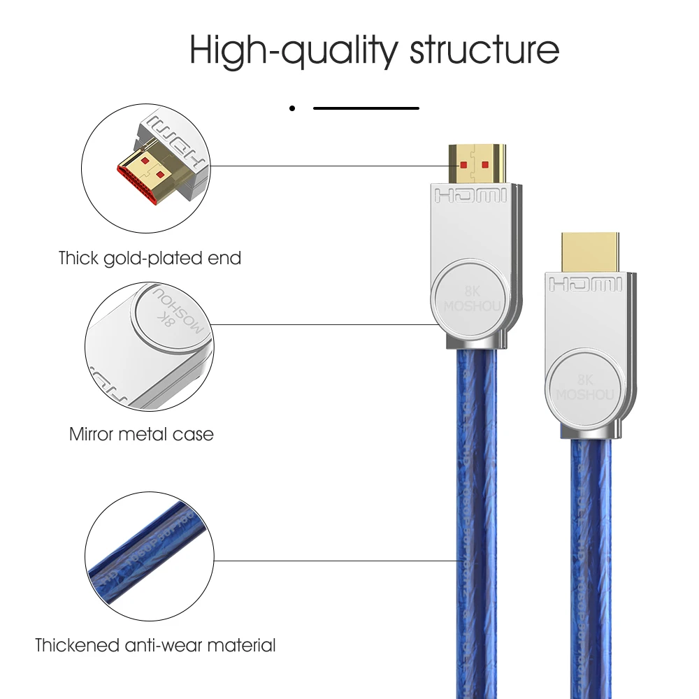 8 к 60 Гц HDMI 2,1 кабели 4 к 120 Гц 48 Гбит/с Полоса пропускания ARC MOSHOU видео 2 м Шнур высокой четкости мультимедийный интерфейс для усилителя ТВ