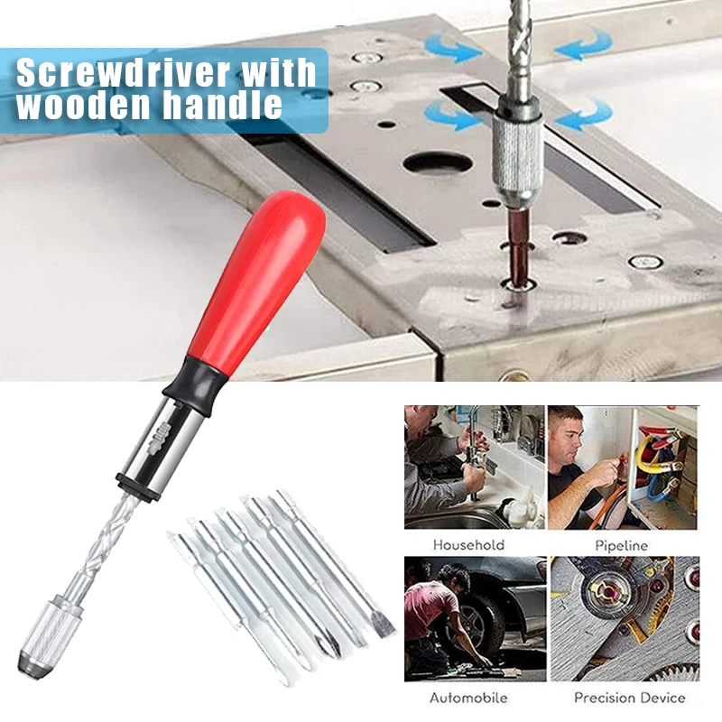 Push Pull Ratchet Screwdriver Set 5 in 1 Screwdriver Bit Set Sleeve Driver Bit Holder Ratchet
