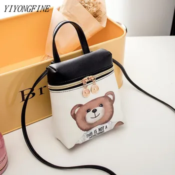 

Women Tote Bag, Cartoon Cute Shoulder Bag, PU Leather Fashion Messenger Bags, Mini Bear Mobile Phone Bag, Trend Handbags