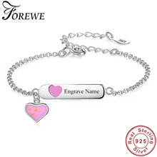 Изготовленный на заказ браслет с надписью «розовое сердце», 925 пробы, серебряная цепочка, браслеты для девочек, детские ювелирные изделия, рождественский подарок