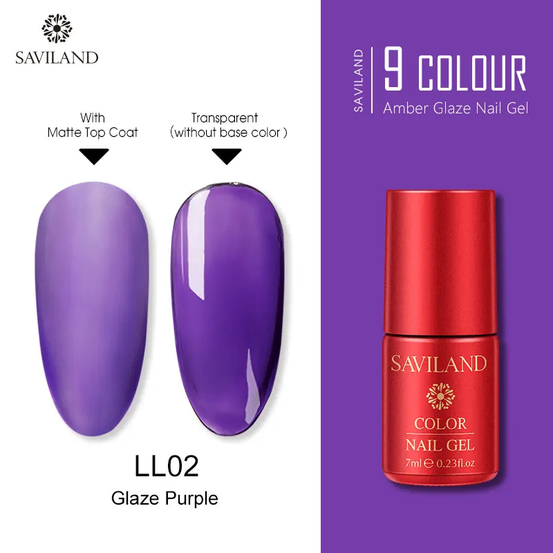 7ML LL02 Гель-лак для ногтей из прозрачного стекла SAVILAND, радужная Янтарная глазурь, гель для ногтей, Праймер, лак для ногтей - Цвет: 7ML LL02