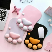 

3D Cat Paw Mouse Pad Silicone Cartoon Anti-Slip Mouse Pad Mat Wrist Rest Support Comfort Mousepad Mat Christmas New Year Gift