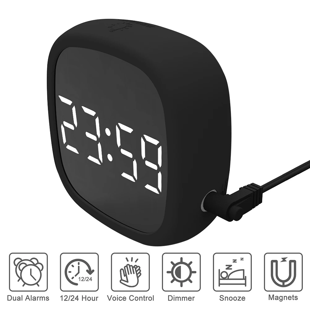 

Alarm Clock Digital Dimmable LED Mirror Alarm Clock With Silicone Case Table Clock Christmas Decorations For Home