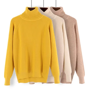 

Turtleneck Women Sweater Winter Warm Female Jumper Thick Christmas Sweaters Ribbed Knitted Pullover Top Pull Hiver Femme