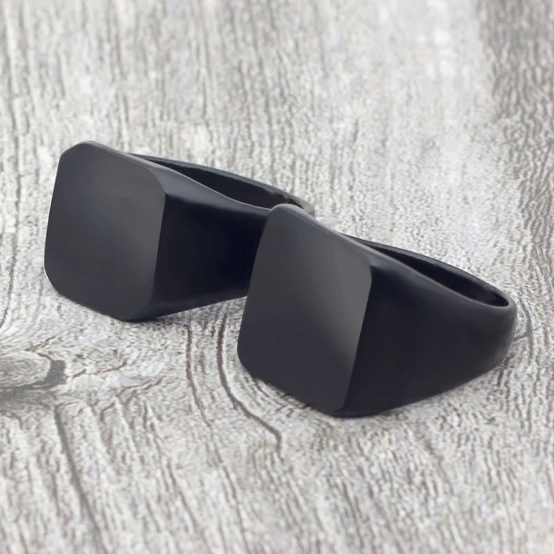 2021 Fashion Simple Style Black Square Ring Classic Wedding Engagement Party Jewelry For Men Gift | Украшения и аксессуары