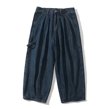 

Men Vintage Streetwear Loose Casual Wide Leg Straight Jeans Male Women Japan Style Plus Size Hip Hop Harem Cargo Denim Pants