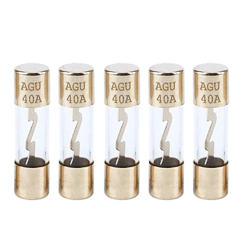 

New Pack of 5 Car Audio Amp Amplifier Glass 40 A AMP AGU Gold Plated Fuse