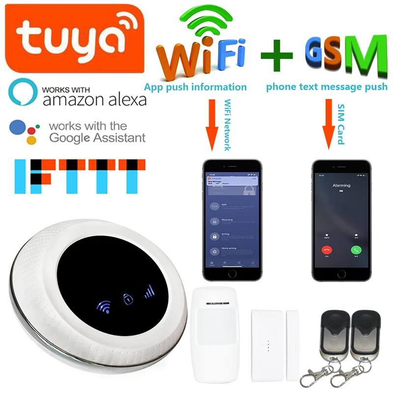 Приложение Tuya Smart WiFi GSM домашняя охранная GSM сигнализация 433 МГц сигнальные датчики совместимы с Alexa Google Home IFTTT Tuya APP