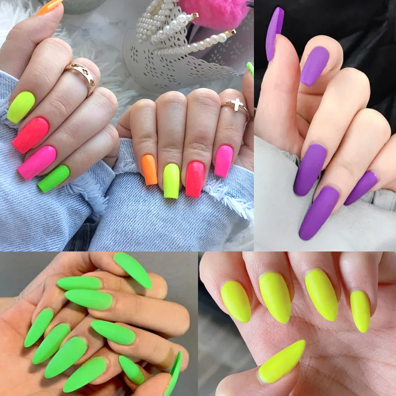 49 Bright Neon Nail Designs and Neon Nail Colors For Your Next Mani | Neon  nail designs, Neon nails, Nail colors