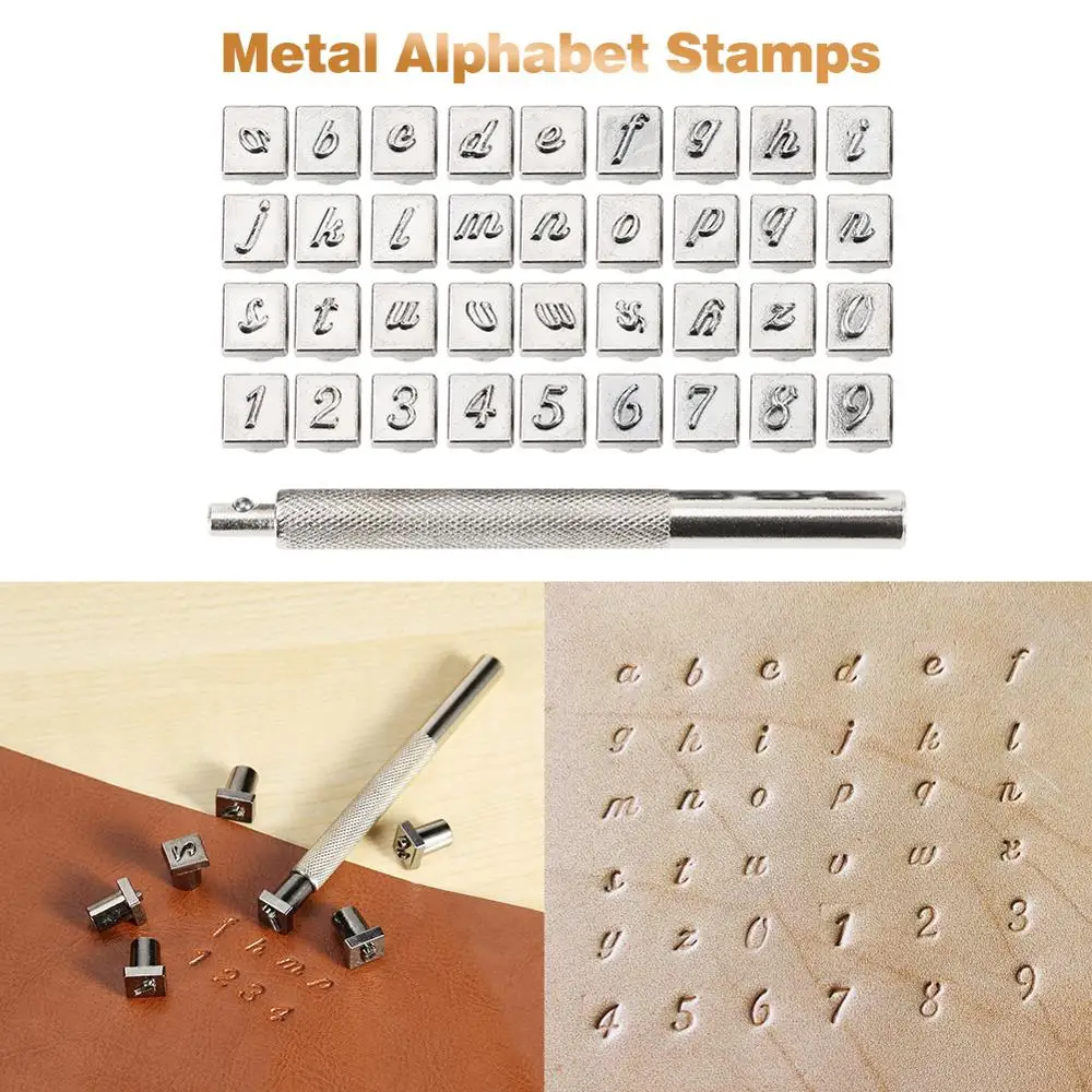 Alphabet Letter Number Leather Stamper Set 9/26/36Pcs For DIY Craft