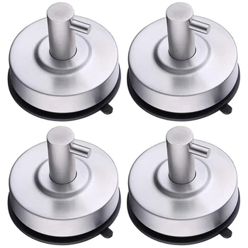 

4 Pieces Wall Hook Stainless Steel Suction Cup Hanger Hook Wall Hook Hook Towel Key Coat Bag Hanger Vacuum Suction Wall Hanging