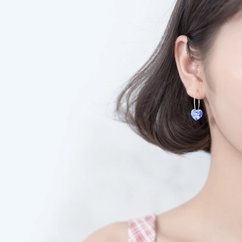 Modian сверкающие синие хрустальные Свинг серьги кольца для женщин классическое