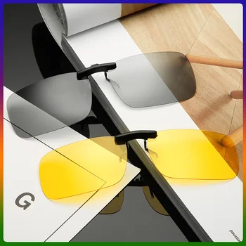 

Gray Photochromic UV400 Clip On Sunglasses Yellow Near-Sighted Driving Night Vision Lens Sunglasses Prescription Myopia Eyeglass