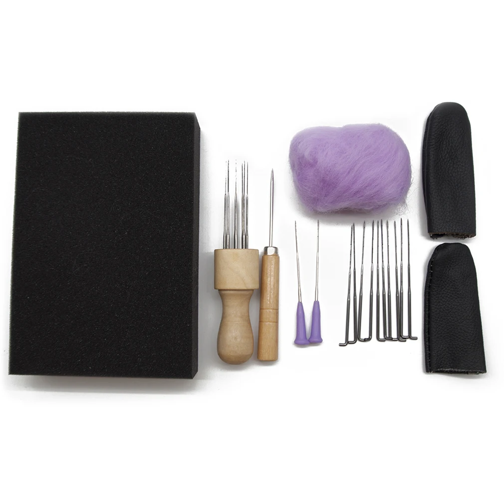 Needle Felting Kit Wool Tools Foam Scissors Wooden Handle Awl Glue Stick Finger cots | Дом и сад