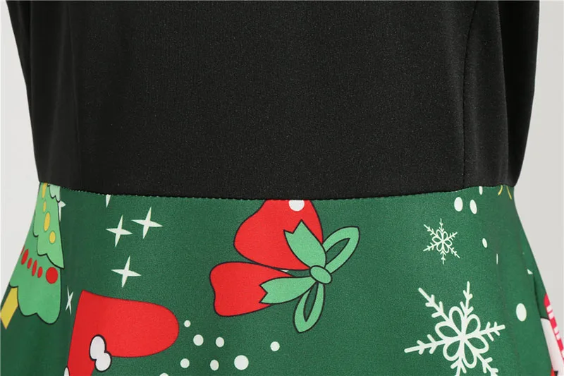 Женское зимнее винтажное рождественское платье с длинным рукавом, черное, красное, с принтом, v-образный вырез, сексуальные Рождественские вечерние платья, халат размера плюс, 3XL, элегантное платье