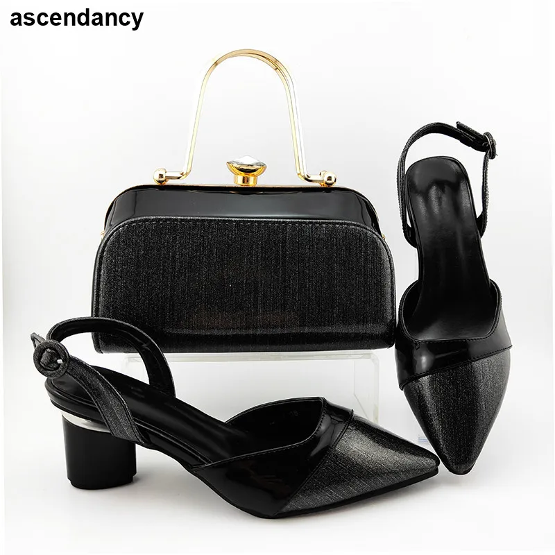 

Latest Design Bag and Shoe Woman Wedding Italian Matching Shoe and Bag Set for Party Parties High Quality African Wedding Shoes