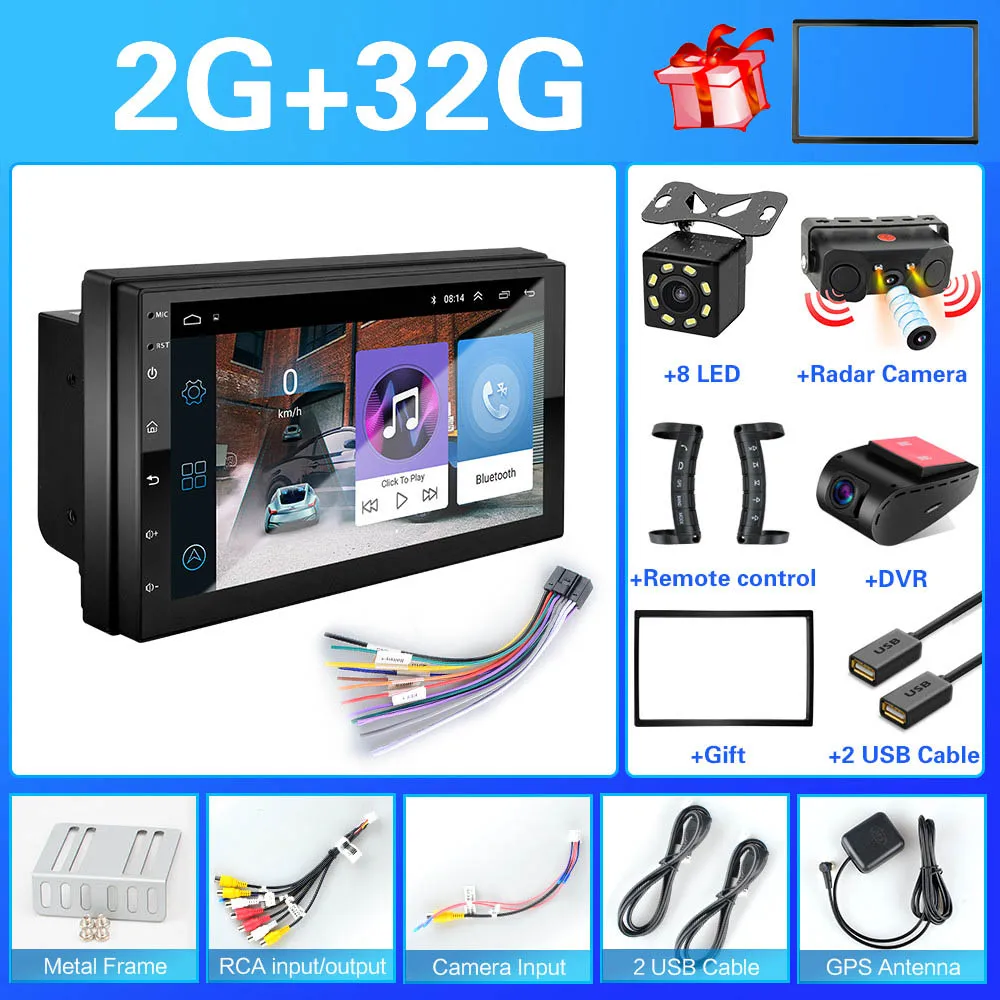 9216-2G-1 Android 8,1 2 Din 2G+ ROM32G автомобильный Радио Мультимедиа Видео плеер Универсальный Авто Стерео gps карта для Nissan hyundai Kia toyota rav4 - Цвет: 9216-2G-1