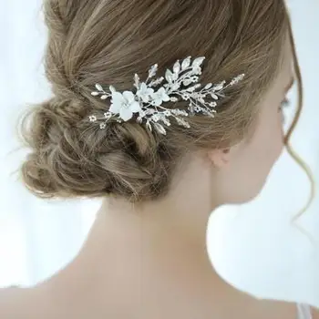 

Wedding Hair Pin Clip Crystal Pearl Hairpin Flower Leaf Headpiece For Women Party Jewelry Bride Ornament Bridal Accessories 2019