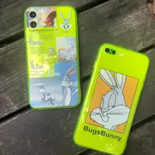 Cartoon Rabbit Fluorescent Case For iPhone 11 Pro Max X XR XS Max 7 8 Plus SE2020 Soft Silicone Transparent Back Cover Coque