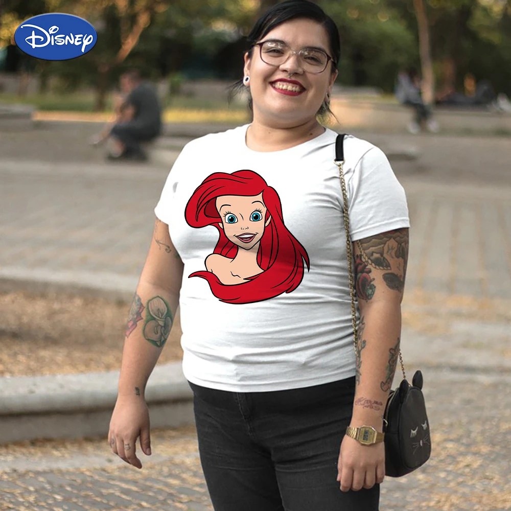 Glimte Frugtgrøntsager arabisk Disney Plus Size Girl Clothes The Little Mermaid Ariel New Summer Tshirt  Women Princess Street Leisure Female T Shirt Tops|Plus size Tops| -  AliExpress