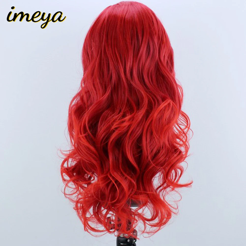 Imeya, 150% плотность, красный цвет, синтетические парики на кружеве, водная волна, термостойкие парики с натуральной частью, парик для женщин
