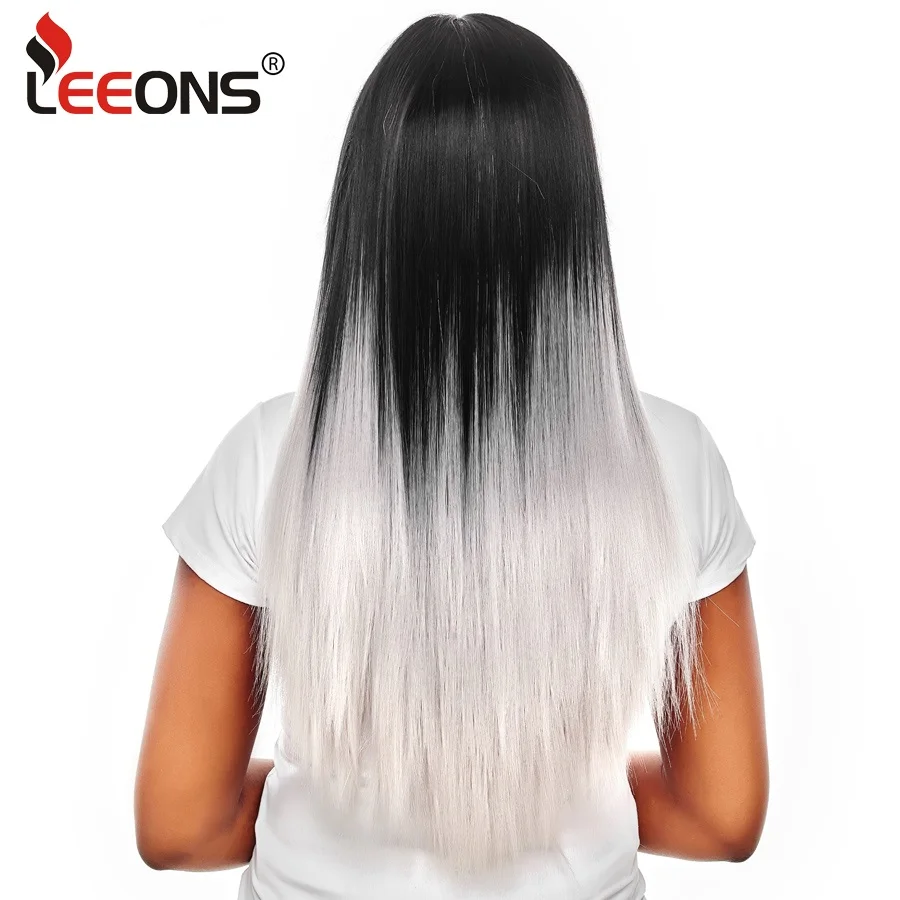 Leeons 2" длинный женский синтетический серый парик косплей волос бордовый Омбре парик для женщин термостойкий Perruque Peruca Хэллоуин