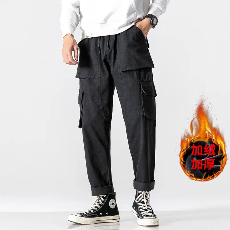 

2019 Japanese-style Shadowless Wall Multi-pockets plus Velvet Trousers M-5x Hk992-p65 (Hk71 plus