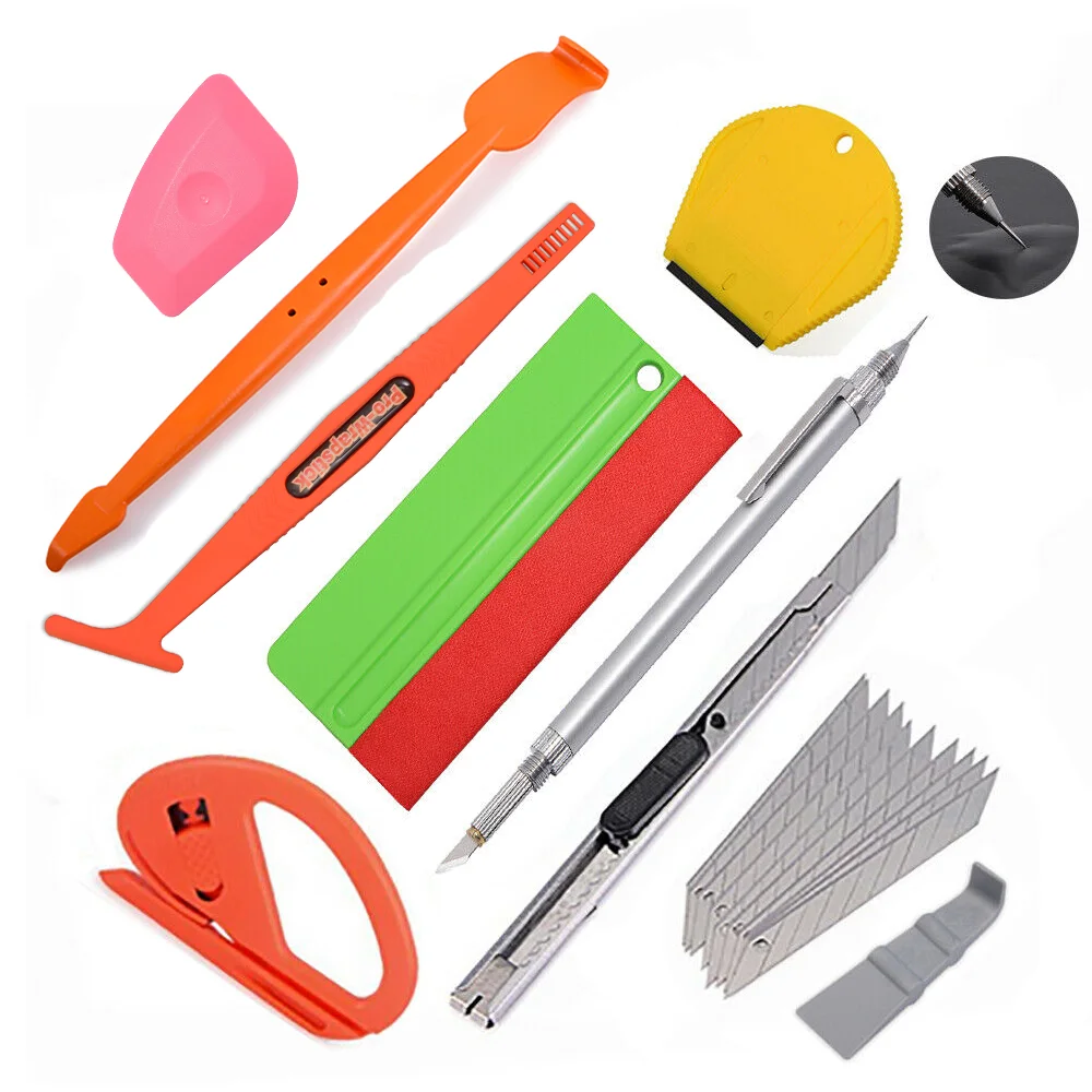 

EHDIS Auto Sticker Wrapping Magnet Squeegee Scraper Vinyl Car Film Air Bubble Release Cutter Knife Window Tint Install Tool Set